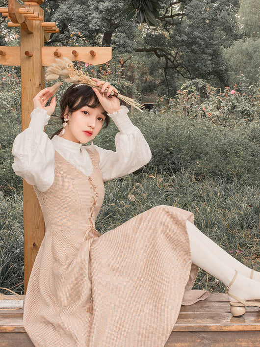 Conjunto Elegante de Blusa con Mangas Farol y Falda Chaleco de Lana - Inspiración Francesa - Image 10