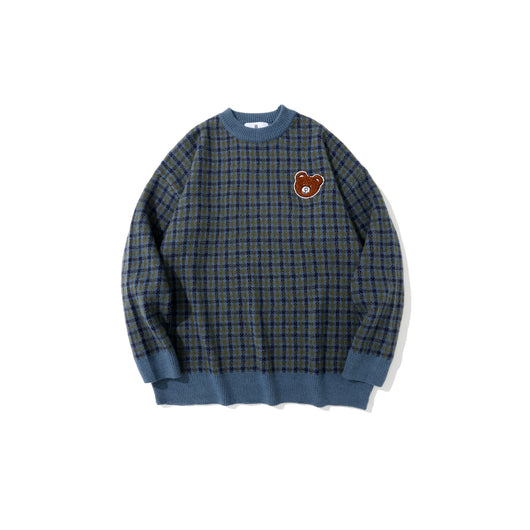 Suéter a Cuadros con Diseño de Oso para Hombre - Primavera y Otoño - Image 13
