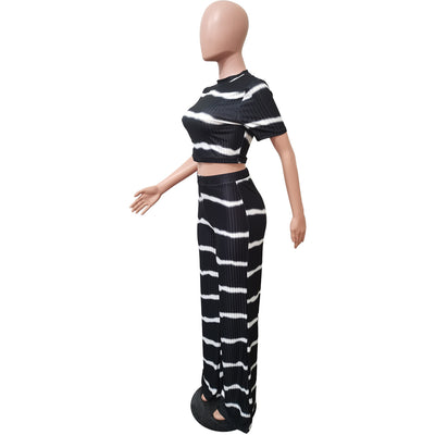 Traje de Pierna Ancha con Rayas Estampadas y Escote Hundido - Image 28