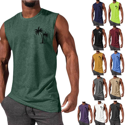 Musculosa de Playa con Bordado de Palmera - Camiseta Deportiva para Hombre