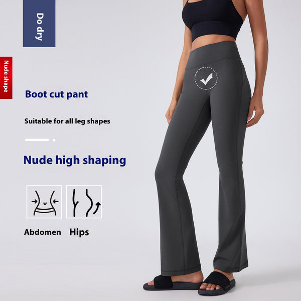 Pantalones Yoga Cintura Alta Levantacaderas Pierna Ancha Sin Marcas Efecto Segunda Piel
