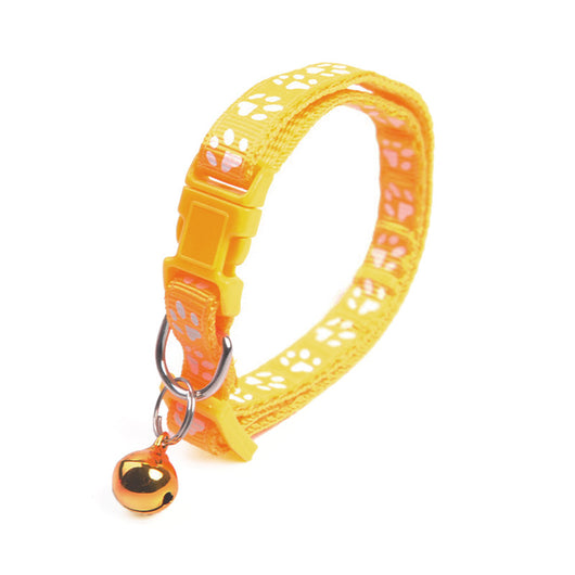 Collar para Cachorro con Cascabel y Estampado de Patitas en Colores Sólidos - Image 8