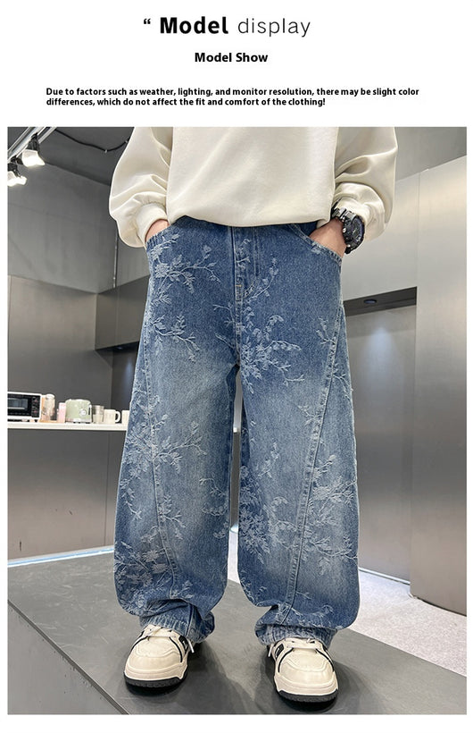 Pantalones Jeans Sueltos Estilo Pu Shuai para Niños - Diseño Trendy y Cómodo - Image 35