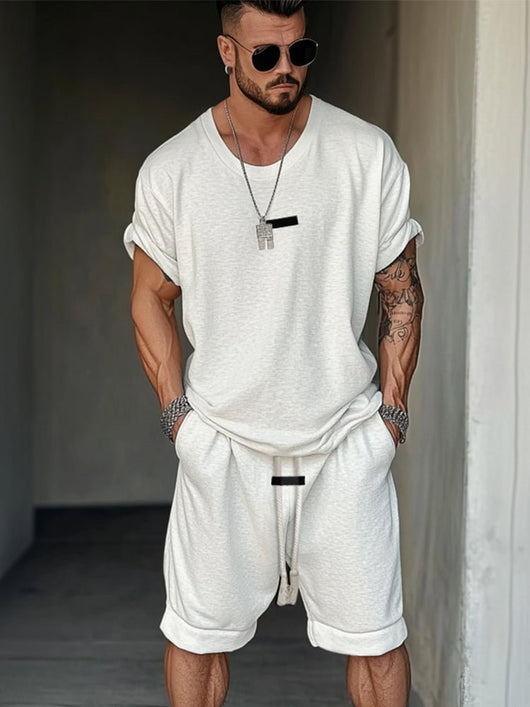 Conjunto de Playera y Shorts Estilo Europeo Americano con Estampado de Letras - Image 3