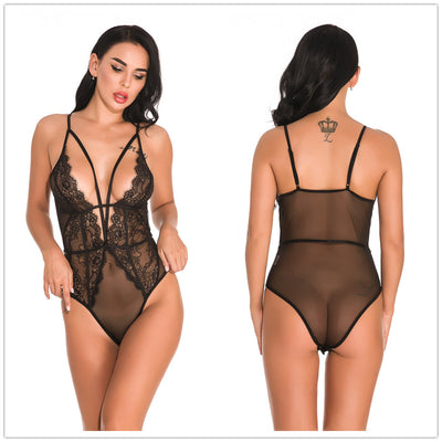 Lencería Sensual de Encaje Transparente - Diseño Moderno de Una Pieza - Image 4