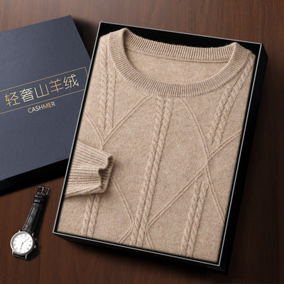 Suéter de Cashmira Trenzado con Cuello Redondo para Hombre - Colección Otoño Invierno - Image 5