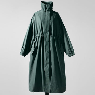 Gabardina Larga Coreana Otoño - Cuello de Pie con Cintura Ajustable - Image 3