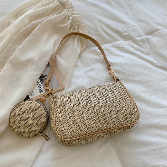 Bolsa de Playa Tejida para Mamá e Hijo - Portátil y Versátil