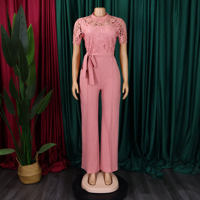 Jumpsuit de Encaje Elegante con Cintura Anudada y Piernas Anchas - Image 13