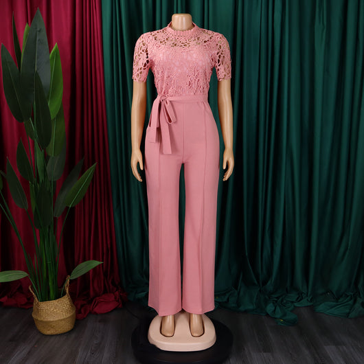 Jumpsuit de Encaje Elegante con Cintura Anudada y Piernas Anchas - Image 13