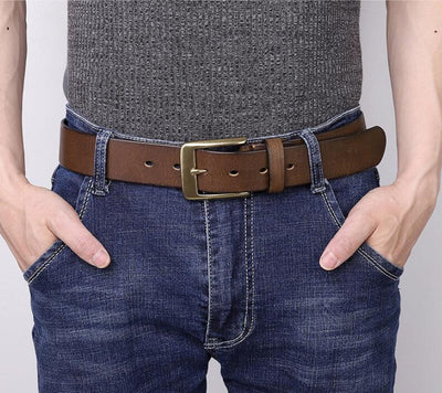 Cinturón de Cuero Genuino para Hombre con Hebilla Retro de Cobre Puro Artesanal - Image 12