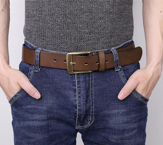 Cinturón de Cuero Genuino para Hombre con Hebilla Retro de Cobre Puro Artesanal - Image 12