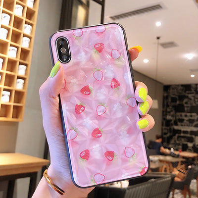 Funda para celular estilo joven con patrón de fresa y diamante naranja - Image 7