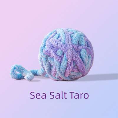 Pink and purple striped plush cat toy ball, made from chunky yarn, designed for silent play and chewing. - Image 6