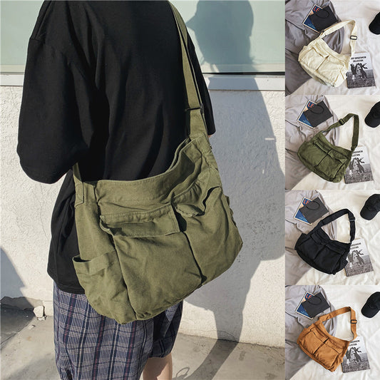 Bolsa Mensajera Canvas Unisex de Gran Capacidad con Múltiples Compartimentos