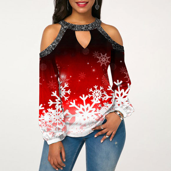 Blusa Feminina Halter com Botões e Detalhes Vazados Manga Longa