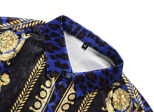 Camisa Étnica Leopardo 3D con Rayas Doradas y Flores - Image 11