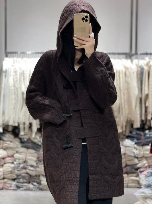 Chaqueta Suelta con Capucha y Botones Horn Torcidos - Image 6