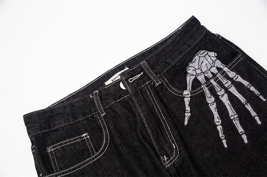 Jeans Negros con Bordado de Calavera para Hombre - Image 10