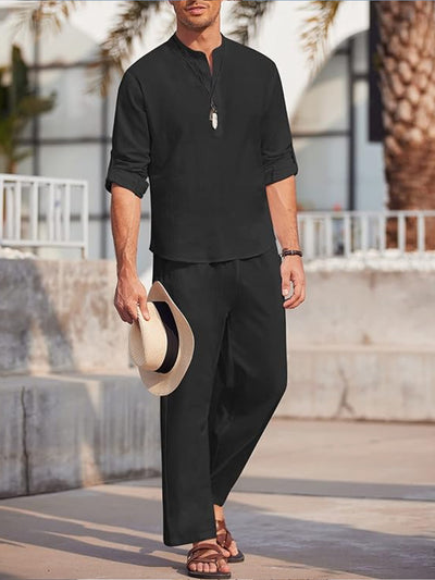 Conjunto Casual Hombre: Playera Manga Larga y Pantalón Sólido Tendencia - Image 3