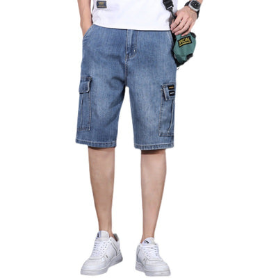 Pantalones Cortos de Mezclilla Funcional con Múltiples Bolsillos para Hombre - Image 5