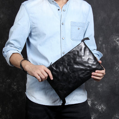 Bolsa de Mano Retro en Cuero Genuino - Estilo Casual Vintage para Hombre - Image 9