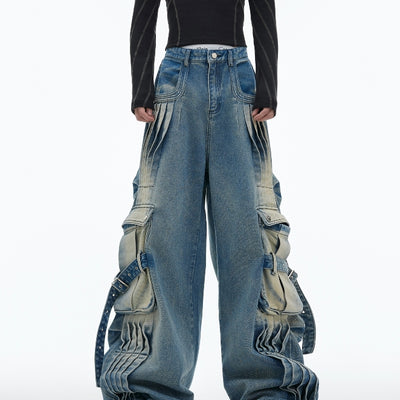 Jeans Vintage Desgastado con Diseño Plisado Reforzado - Image 4
