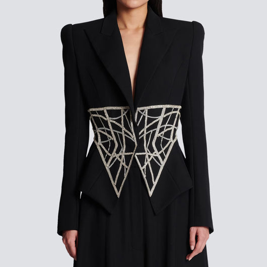 Blazer Ejecutivo para Mujer con Detalles de Diamantes y Efecto Reductor - Image 11
