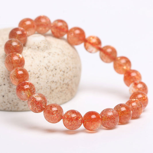 Pulsera de Cuarzo Fresa Dorado con Piedra de Sol - Image 2