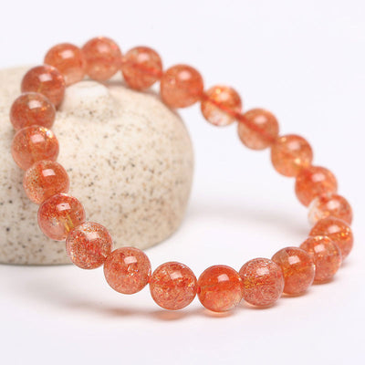 Pulsera de Cuarzo Fresa Dorado con Piedra de Sol - Image 2