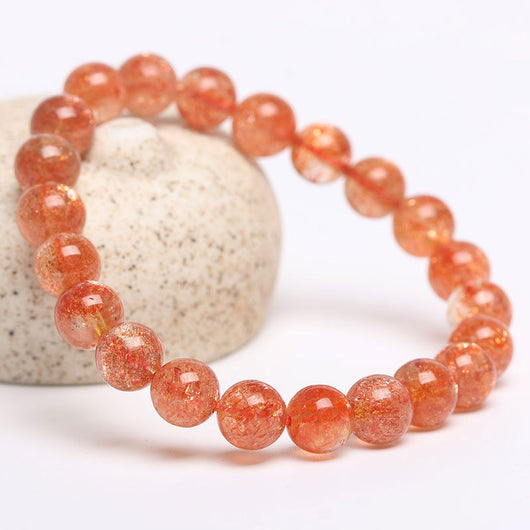 Pulsera de Cuarzo Fresa Dorado con Piedra de Sol - Image 2