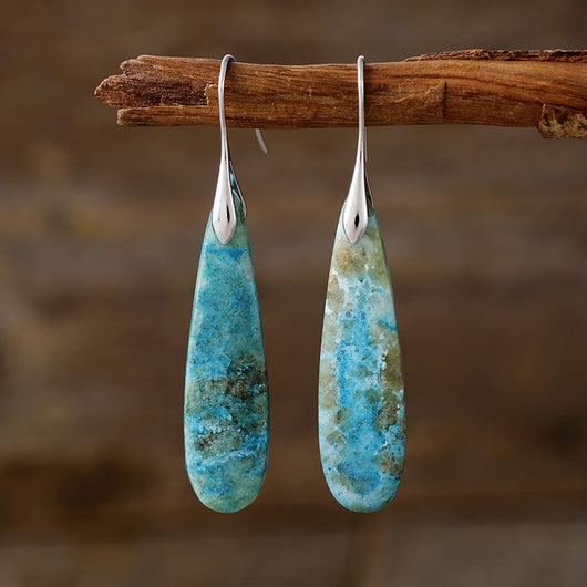 Aretes de Piedra Natural Lujo Ligero - Gotas de Agua Elegantes - Image 3