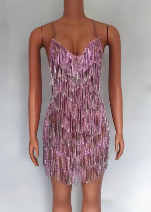 Vestido de Noche Elegante con Escote Profundo y Cristales Brillantes - Image 8