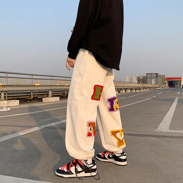 Pantalones Casuales para Hombre con Letras Bordadas Estilo Moderno