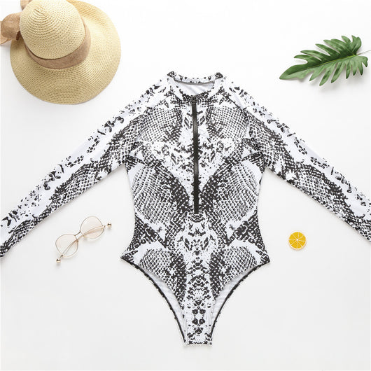 Traje de Baño Estampado Leopardo Manga Larga - Enterizo Moderno para Mujer - Image 7