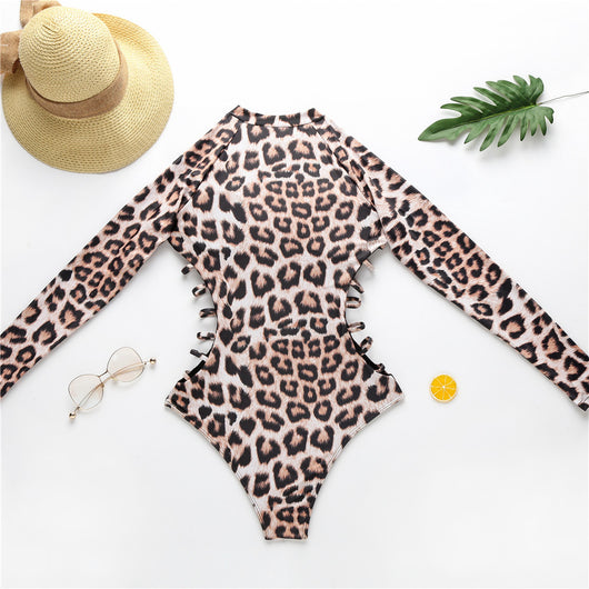 Traje de Baño Estampado Leopardo Manga Larga - Enterizo Moderno para Mujer - Image 10