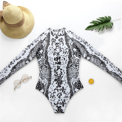 Traje de Baño Estampado Leopardo Manga Larga - Enterizo Moderno para Mujer - Image 11