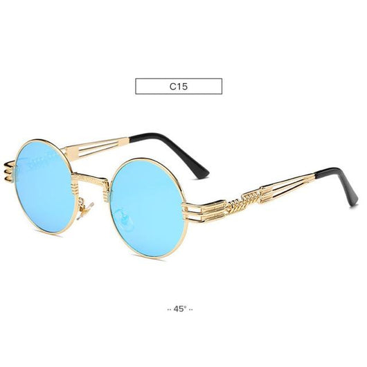 Gafas de Sol Redondas Steampunk Doradas con Cristales Espejados - Estilo Retro Vintage Unisex - Image 6
