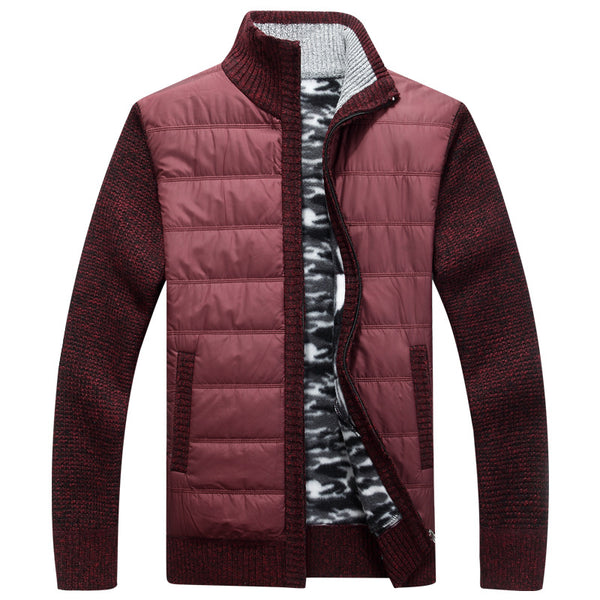 Cardigan de Lana Gruesa con Cierre y Cuello Alto
