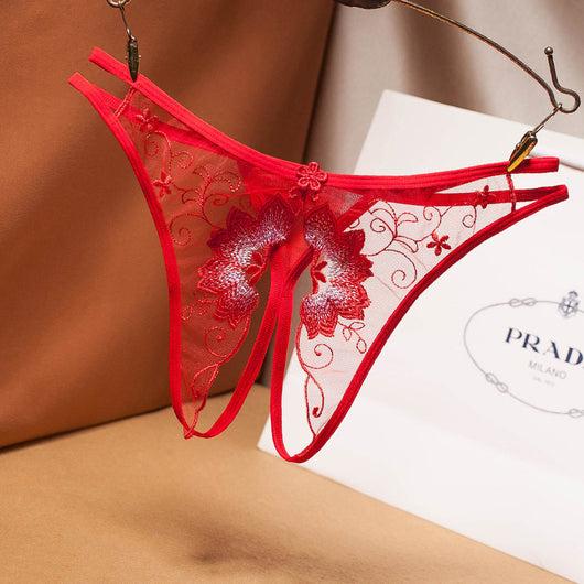 Tanga Bordada Sexy de Cintura Baja para Mujer