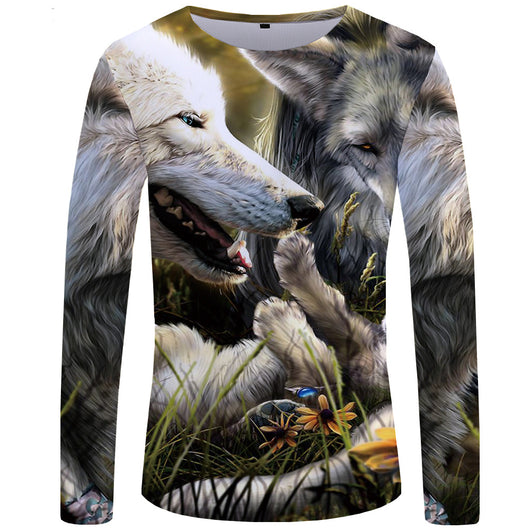 Camiseta Manga Larga Serie Lobo Impresión 3D para Hombre - Image 5
