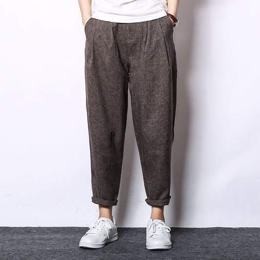 Pantalones Capri Casuales de Algodón y Lino