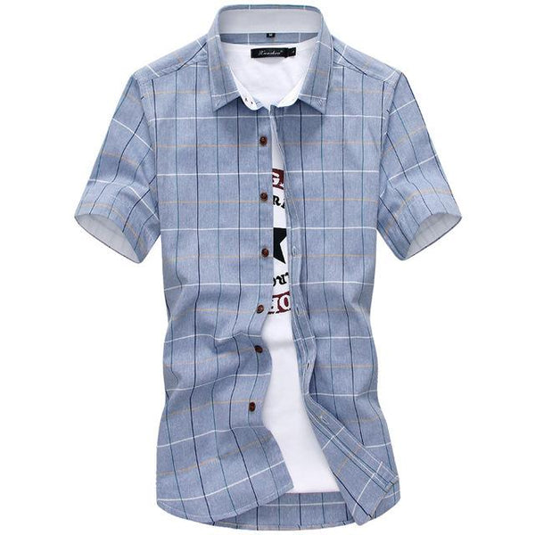 Camisas de Algodón para Hombre con Cuello Clásico y Manga Corta