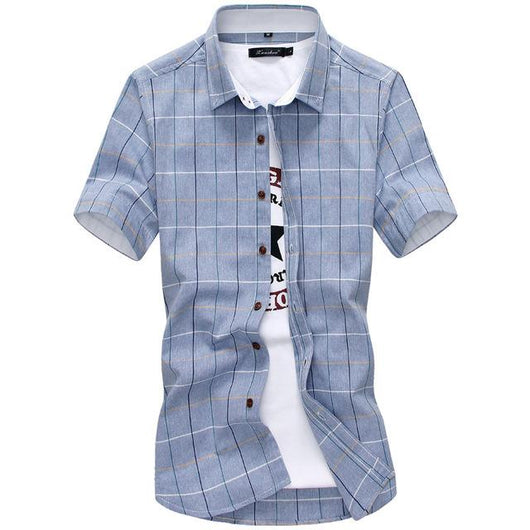 Camisas de Algodón para Hombre con Cuello Clásico y Manga Corta - Image 2
