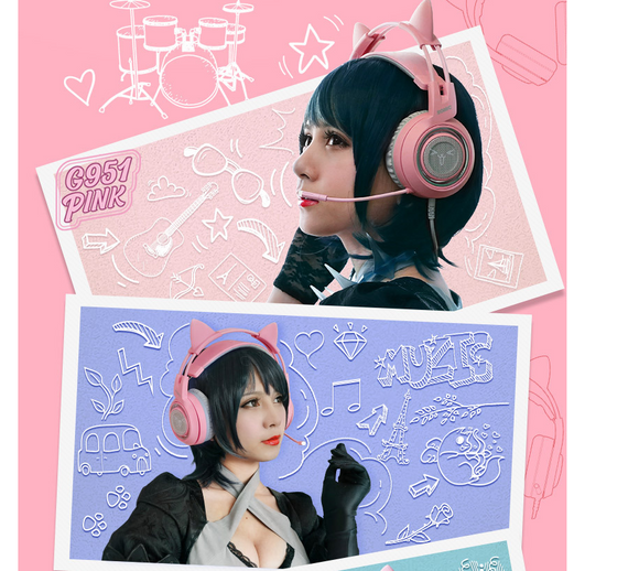 Auriculares Gaming G951 7.1 Sonido Envolvente USB con Orejas LED