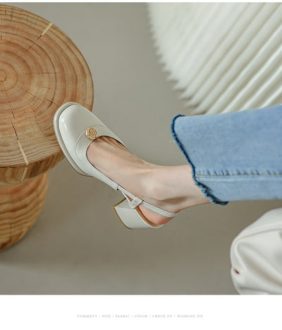 Sandalias Slingback con Tacón Grueso y Puntera Reforzada en Cuero - Image 20