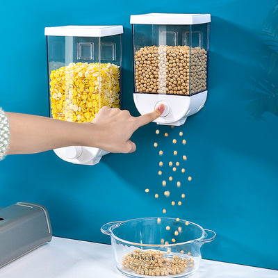 Dispensador de Cereales Montable con Presión Fácil - Contenedor de Almacenamiento de Alimentos