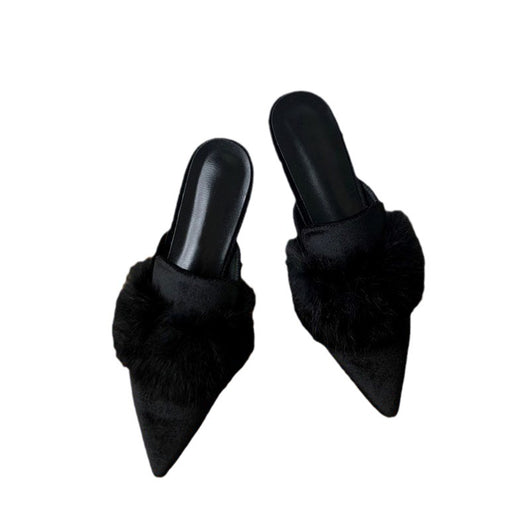 Pantuflas Cerradas para Mujer con Punta Afilada y Pelaje de Visón - Image 5