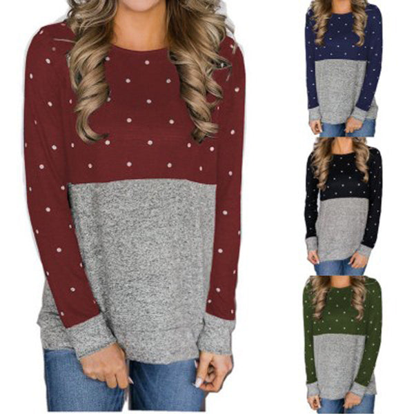 Top Casual de Manga Larga Tallas Grandes con Diseño Color Block
