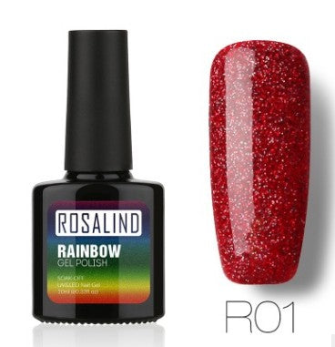 Esmalte de Gel Fotocurable ROSALIND sin Químicos - Sistema Arcoíris con Brillos